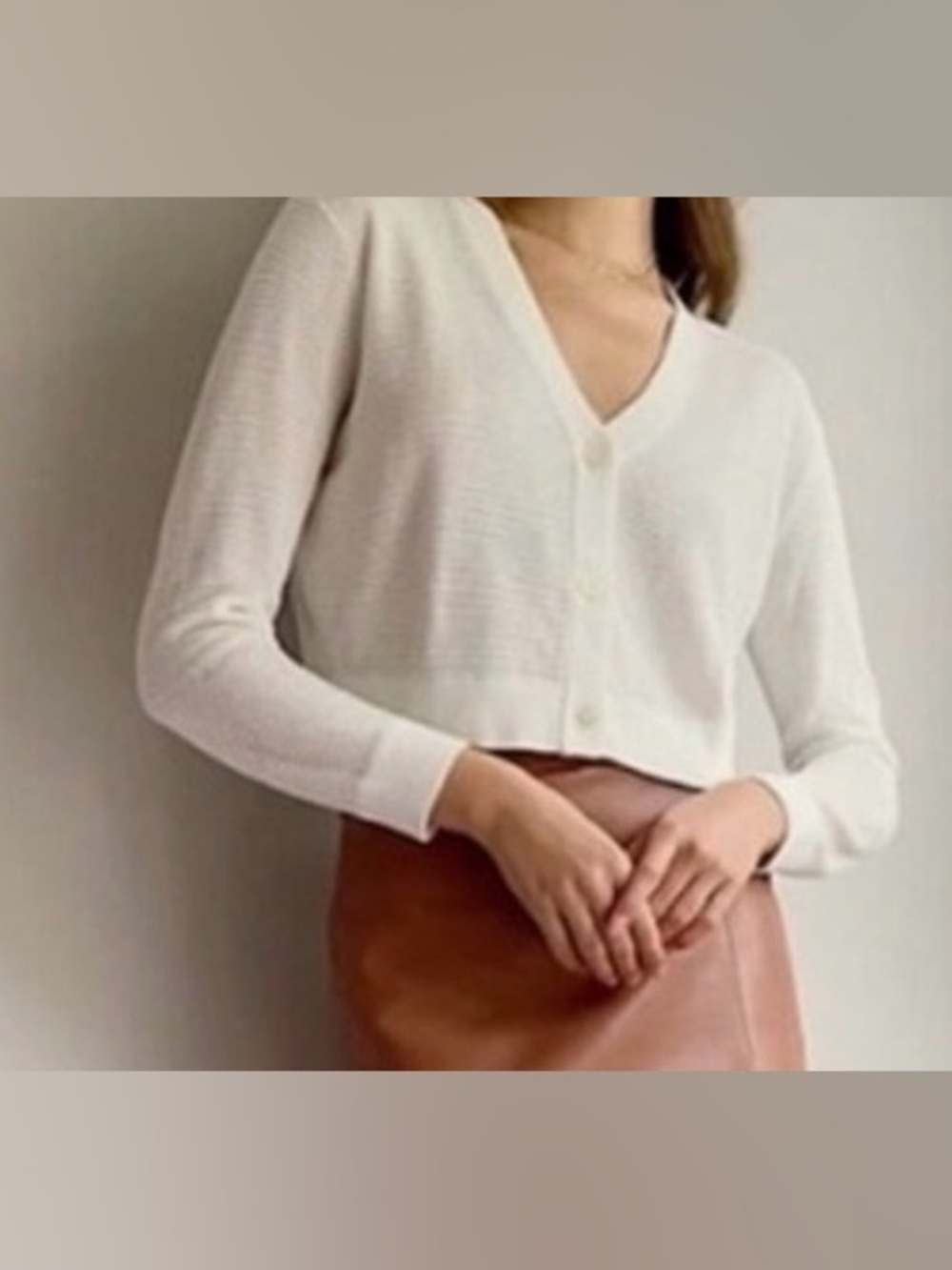 ❤️Wilfred Cropped V-Neck Ribbed Button Cardigan - Cream